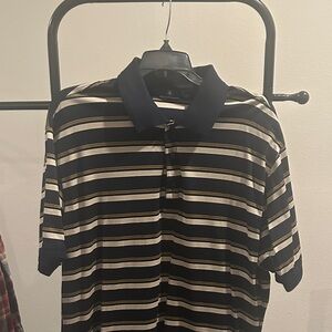Striped Navy and Tan Men's Polo Shirt